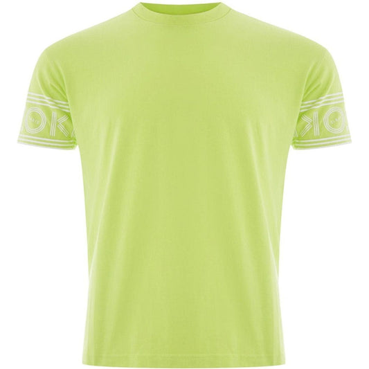Kenzo Yellow Cotton T-Shirt with Contrasting Logo on Sleeves yellow-cotton-t-shirt-with-contrasting-logo-on-sleeves