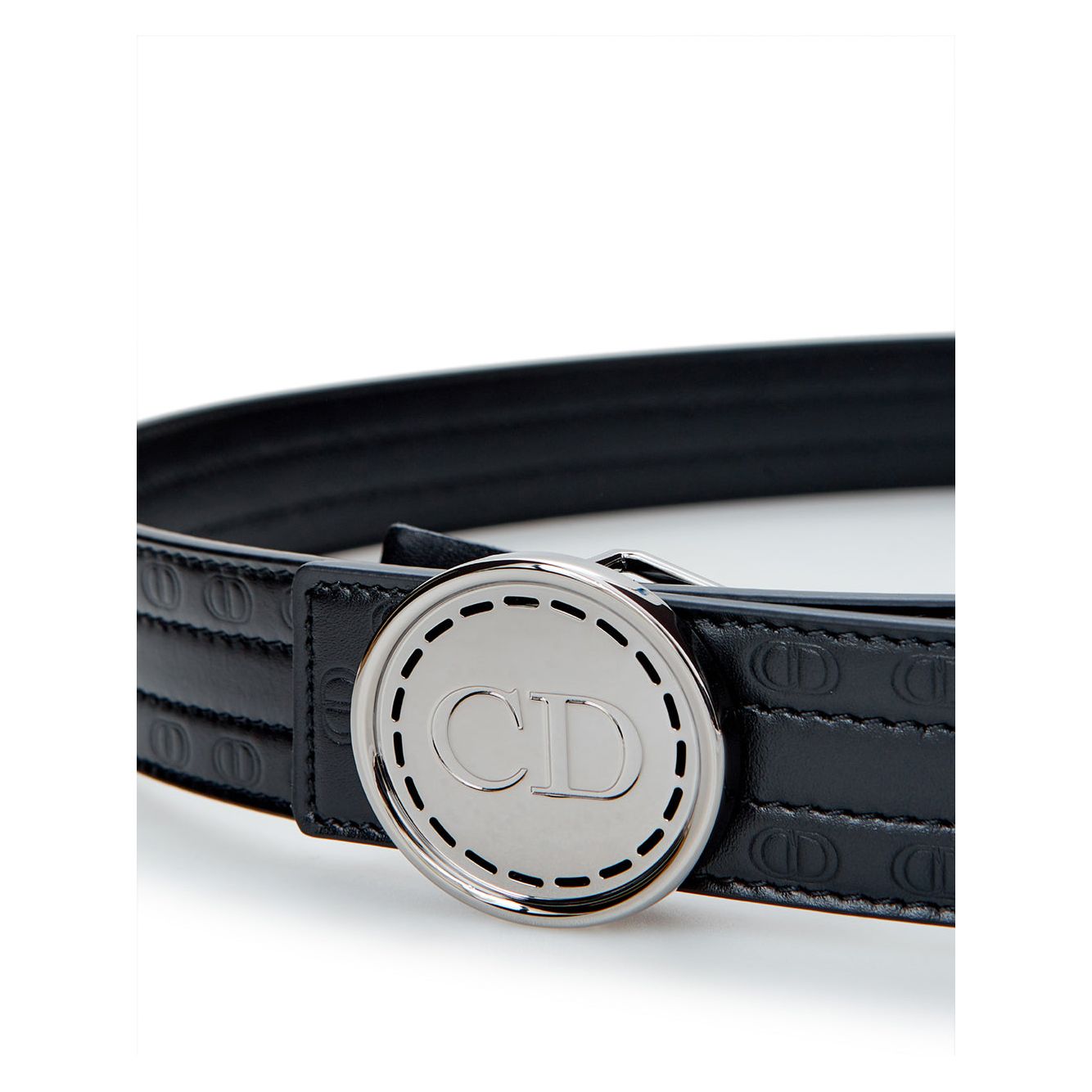 Dior | Black Leather Hoon CD Belt | McRichard Designer Brands