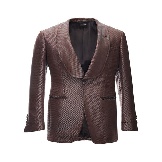 Tom Ford Elegant Bronze Silk Smoking Jacket brown-bronze-silk-smoking-jacket