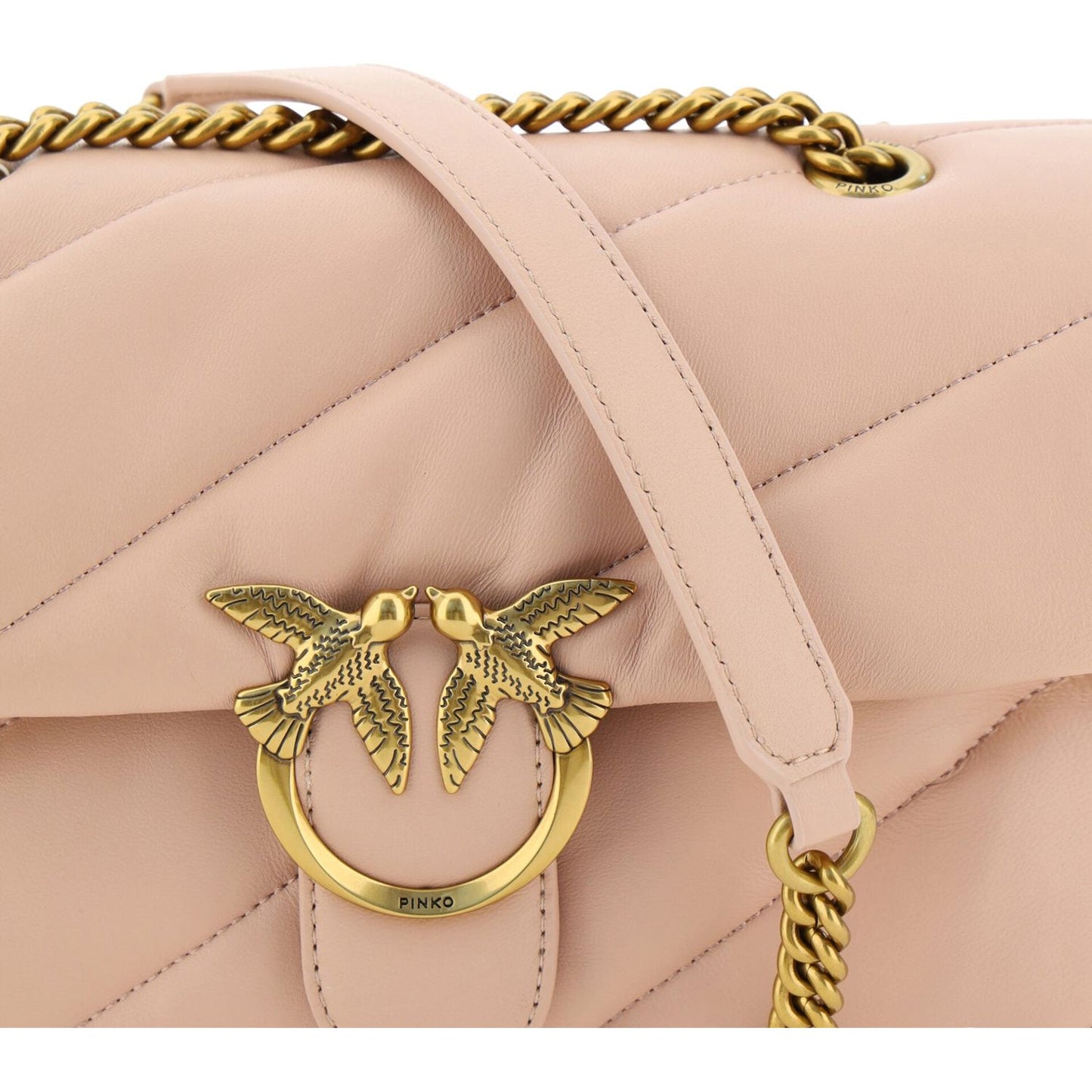 PINKO Elegant Light Pink Quilted Shoulder Bag pink-calf-leather-love-classic-shoulder-bag