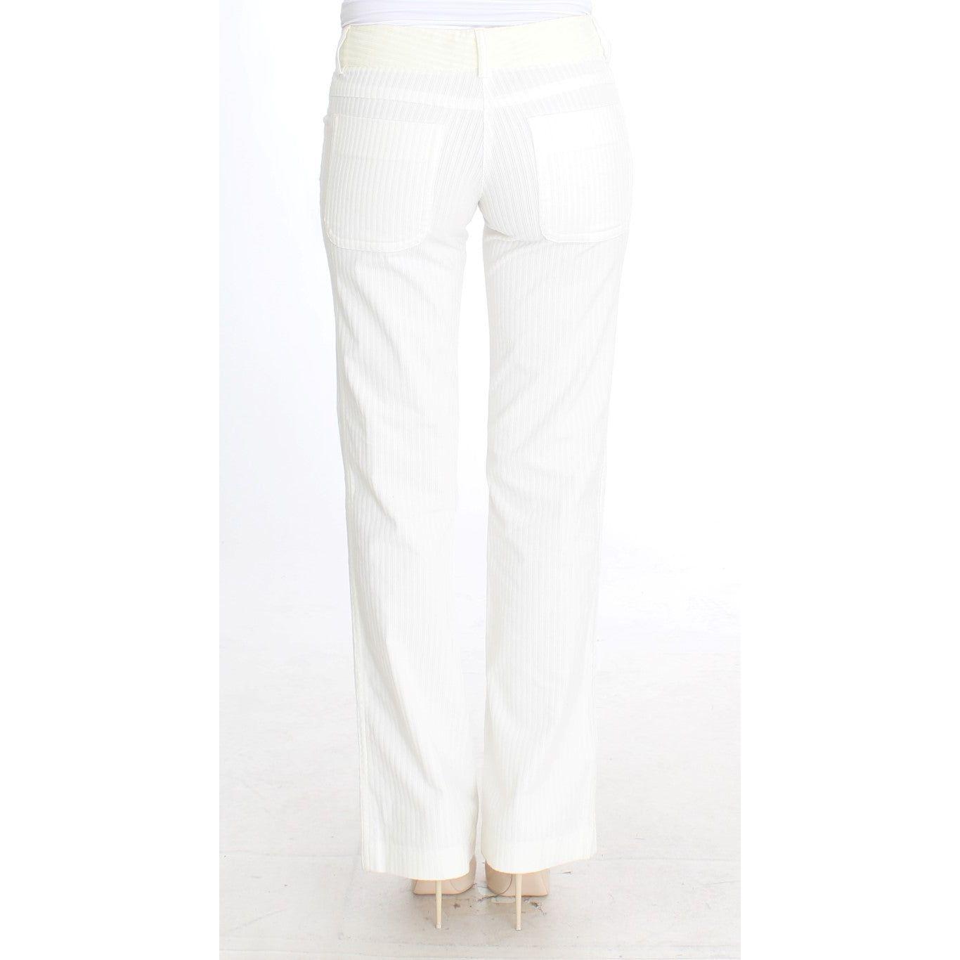 Ermanno Scervino Chic White Striped Straight Fit Pants white-striped-straight-fit-pants