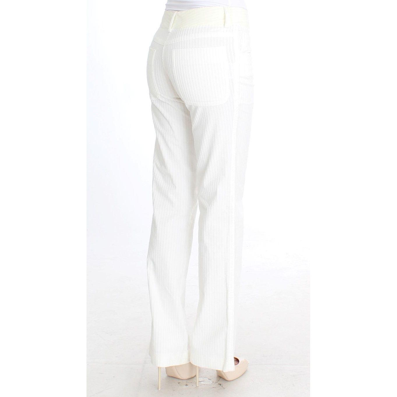 Ermanno Scervino Chic White Striped Straight Fit Pants white-striped-straight-fit-pants