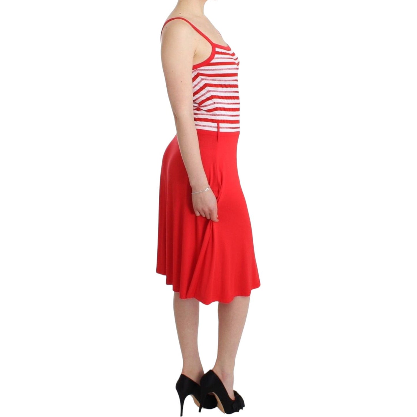 Roccobarocco Red striped jersey A-line dress red-striped-jersey-a-line-dress