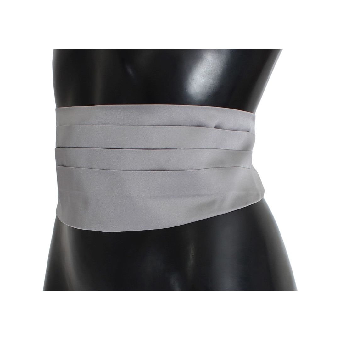 Dolce & Gabbana Elegant Silk Gray Cummerbund gray-waist-belt-silk-cummerbund