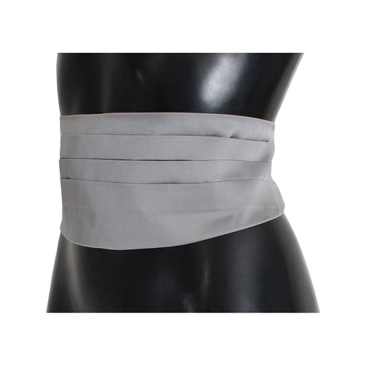 Dolce & Gabbana Elegant Silk Gray Cummerbund gray-waist-belt-silk-cummerbund 296134-gray-waist-belt-silk-cummerbund-1.jpg