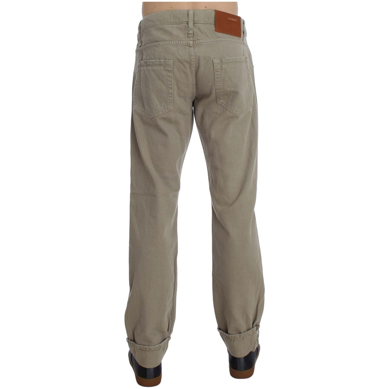 Acht Beige Straight Fit Cotton Jeans for Men Jeans & Pants beige-cotton-patchwork-jeans