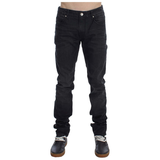 Acht Sleek Gray Slim Fit Italian Mens Jeans gray-cotton-skinny-slim-fit-jeans
