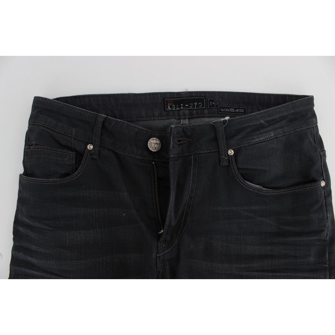 Acht Sleek Gray Slim Fit Men's Premium Denim gray-cotton-stretch-slim-fit-jeans-1