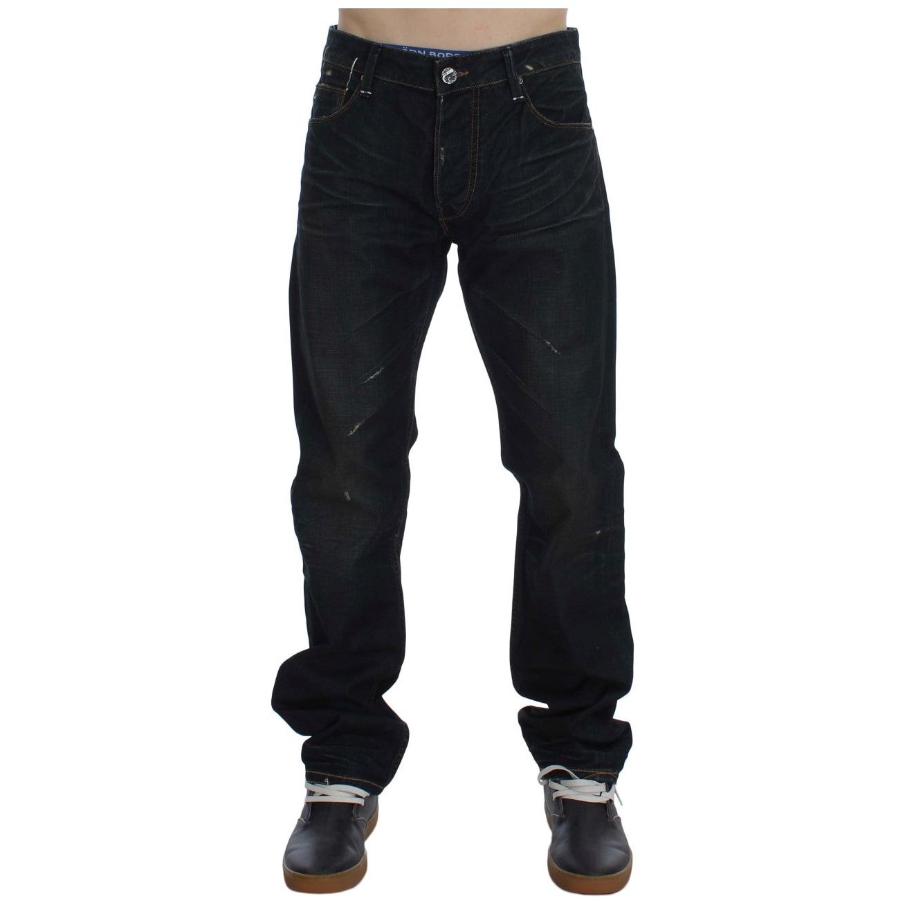 Acht Elegant Straight Fit Dark Blue Jeans blue-wash-cotton-denim-straight-fit-jeans
