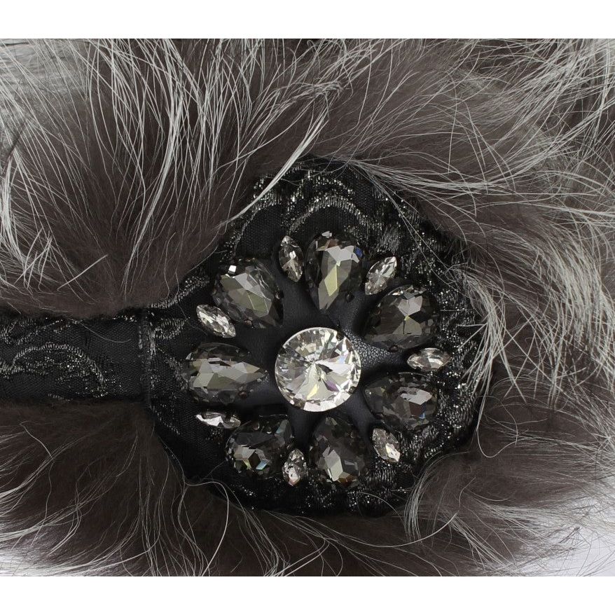 Dolce & Gabbana Elegant Fur and Crystal Ear Muffs gray-fox-fur-crystal-ear-muffs Ear Muffs 302523-gray-fox-fur-crystal-ear-muffs-5.jpg