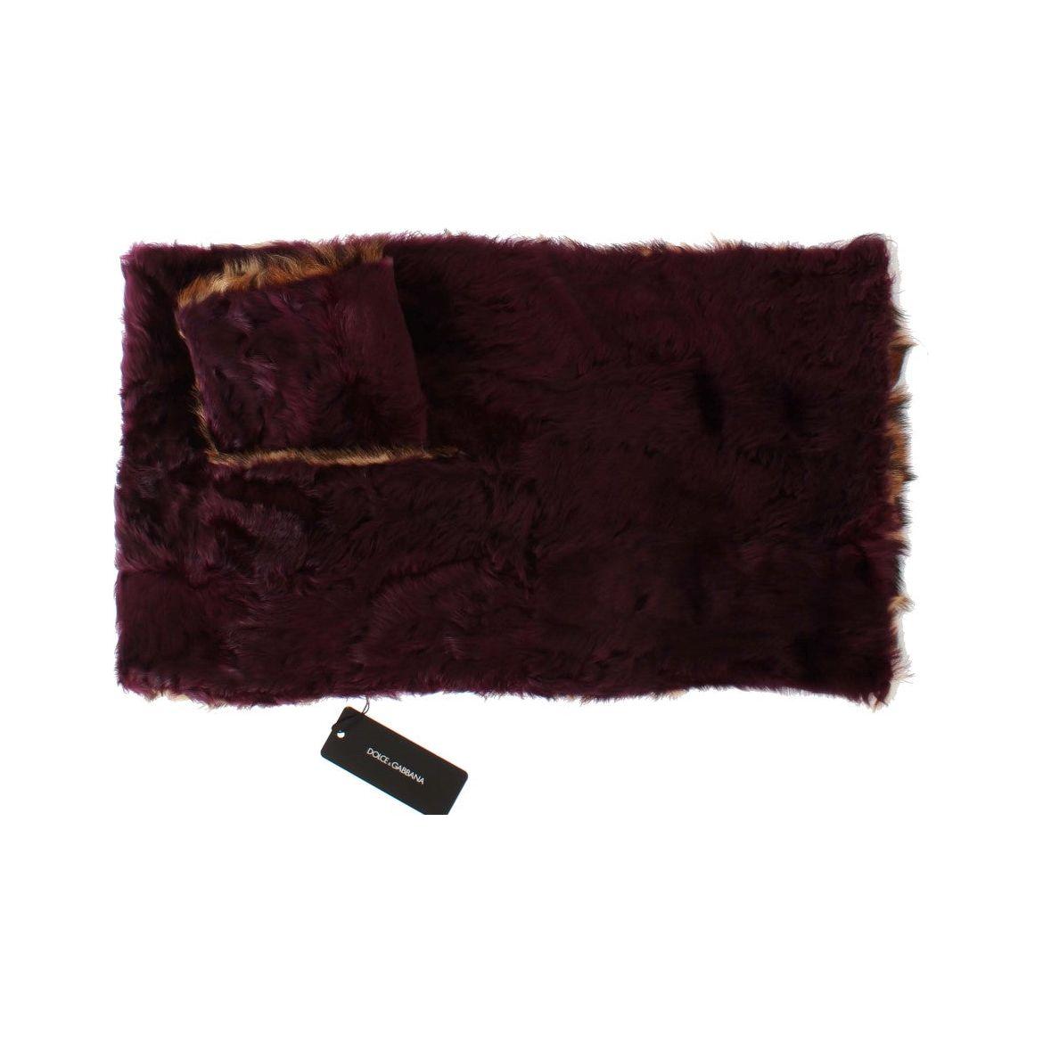 Dolce & Gabbana Exquisite Leopard Print Lambskin Fur Scarf purple-lamb-fur-leopard-print-scarf
