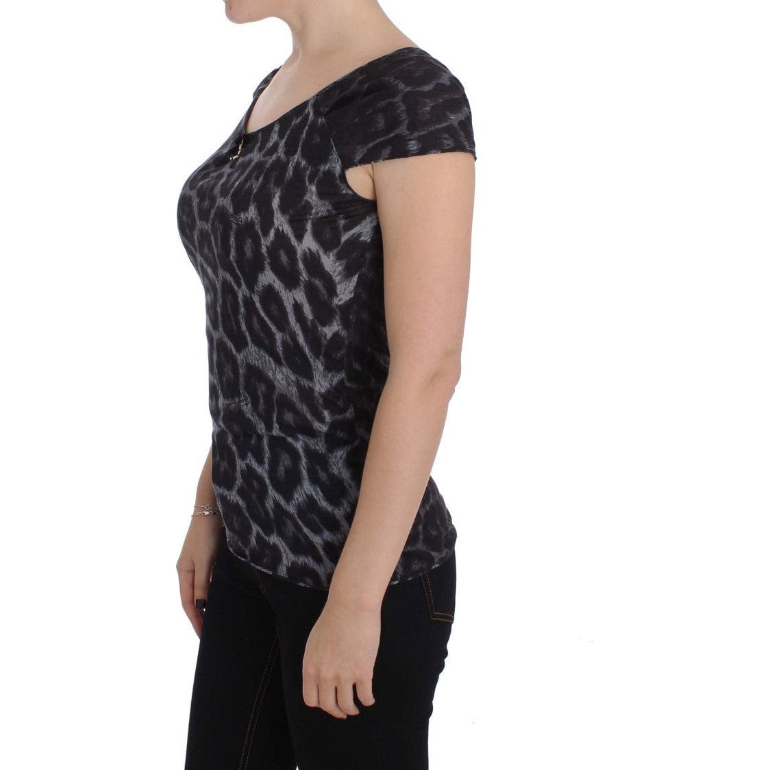 Cavalli Chic Leopard Modal Top by Cavalli gray-leopard-modal-t-shirt-blouse-top 305190-gray-leopard-modal-t-shirt-blouse-top-1.jpg