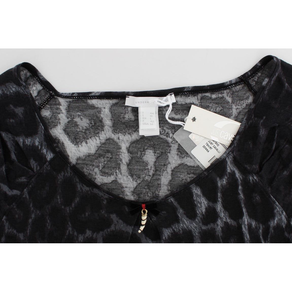 Cavalli Chic Leopard Modal Top by Cavalli gray-leopard-modal-t-shirt-blouse-top