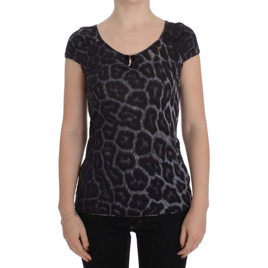Cavalli Chic Leopard Modal Top by Cavalli gray-leopard-modal-t-shirt-blouse-top 305190-gray-leopard-modal-t-shirt-blouse-top.jpg