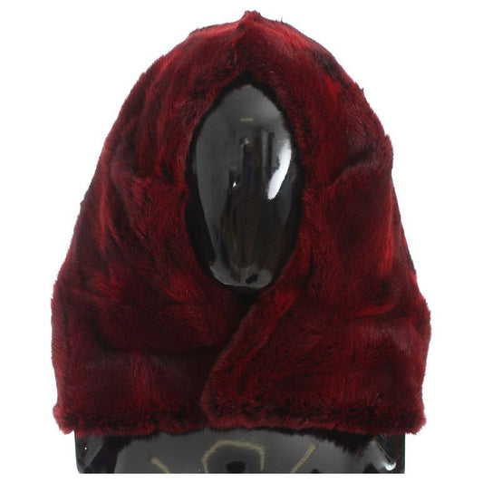 Dolce & Gabbana Luxurious Bordeaux Fur Hooded Scarf Wrap Hood Scarf bordeaux-hamster-fur-crochet-hood-scarf-hat