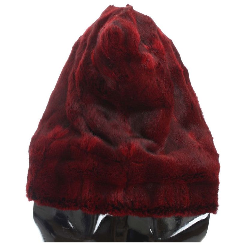 Dolce & Gabbana Luxurious Bordeaux Fur Hooded Scarf Wrap Hood Scarf bordeaux-hamster-fur-crochet-hood-scarf-hat 306431-bordeaux-hamster-fur-crochet-hood-scarf-hat-2.jpg