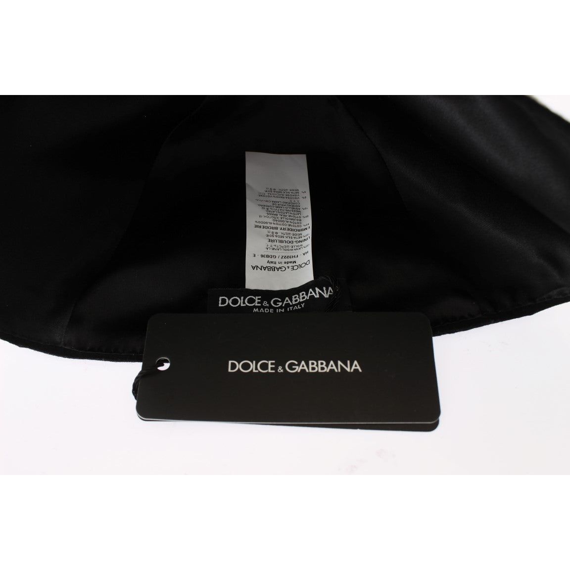 Dolce & Gabbana Elegant Black Floral Wool Cloche Hat Hat black-wool-white-floral-gold-leaf-hat