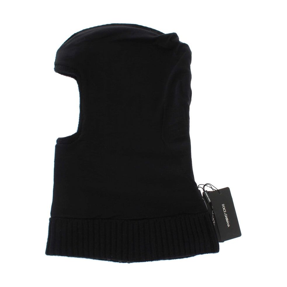 Dolce & Gabbana Elegant Black Sequined Hooded Scarf Wrap Hood Scarf black-knitted-sequin-hood-scarf-hat