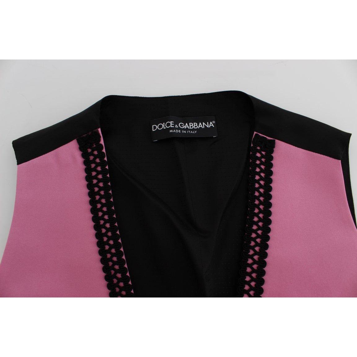 Dolce & Gabbana Silk-Cotton Blend Torero Inspired Vest pink-silk-button-front-torero-vest-top