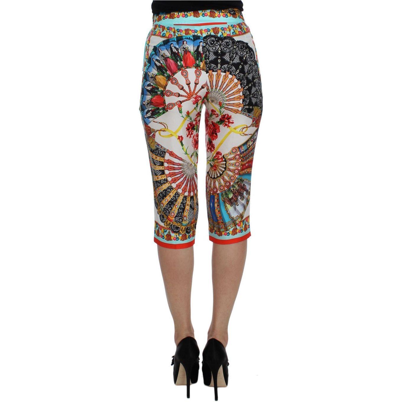 Dolce & Gabbana Multicolor Majolica Silk Capri Pants multicolor-majolica-sicily-silk-pants