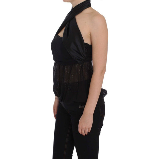 Exte Elegant Black Evening Wrap Top Blouse black-neck-wrap-top-blouse