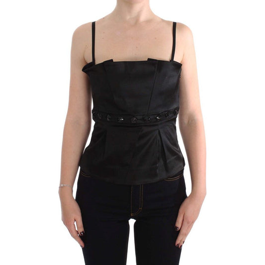 Exte Elegant Black Evening Cami Top Top Blouse black-tank-party-evening-top-blouse