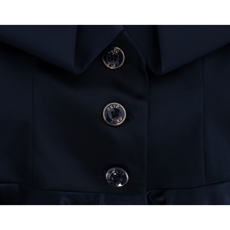 Exte Elegant Blue Blazer Jacket with Designer Flair Blazer Jacket blue-three-button-single-breasted-blazer-jacket