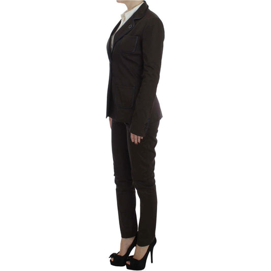 Exte Chic Brown Cotton-Elastane Suit Set Suit brown-stretch-two-button-suit 309019-brown-stretch-two-button-suit-1_c531555c-2380-454d-87e9-91619669330e.jpg