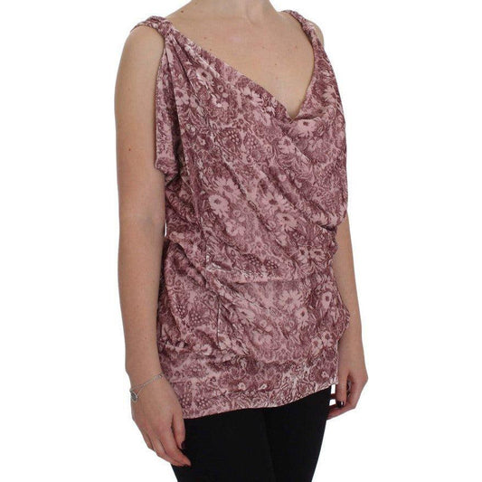 Exte Silk Blend Floral Print Top pink-floral-print-viscose-silk-blouse-top