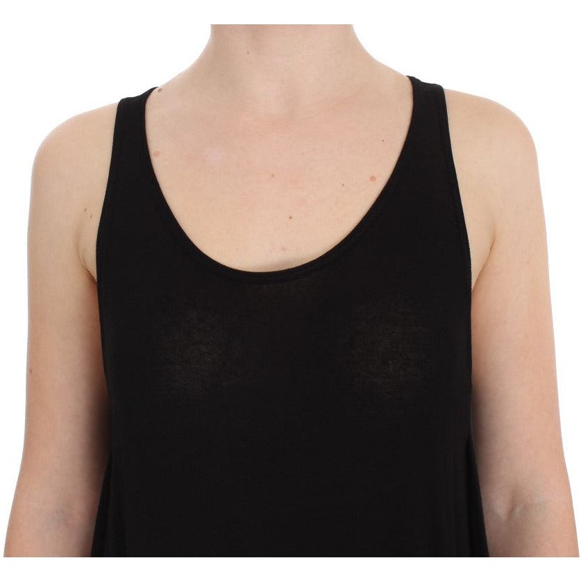PLEIN SUD Sleek Black Cami Blouse Tank Top black-stretch-sleeveless-blouse