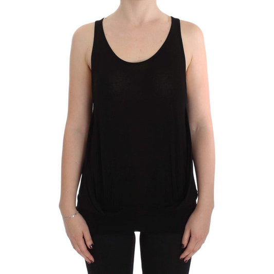 PLEIN SUD Sleek Black Cami Blouse Tank Top black-stretch-sleeveless-blouse 309572-black-stretch-sleeveless-blouse.jpg