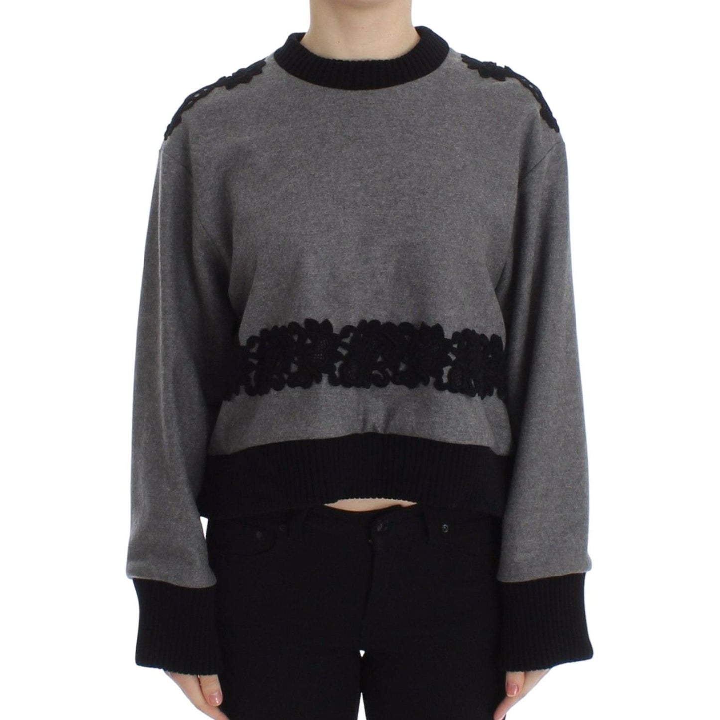 Dolce & Gabbana Elegant Gray Cashmere Blend Lace Sweater gray-black-lace-wool-cashmere-sweater 31504-gray-black-lace-wool-cashmere-sweater-scaled-3621004b-968.jpg