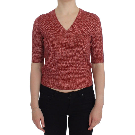 Dolce & Gabbana Red Wool Tweed Short Sleeve Sweater Pullover red-wool-tweed-short-sleeve-sweater-pullover 31771-red-wool-tweed-short-sleeve-sweater-pullover-2-scaled-9eb33300-b8d.jpg