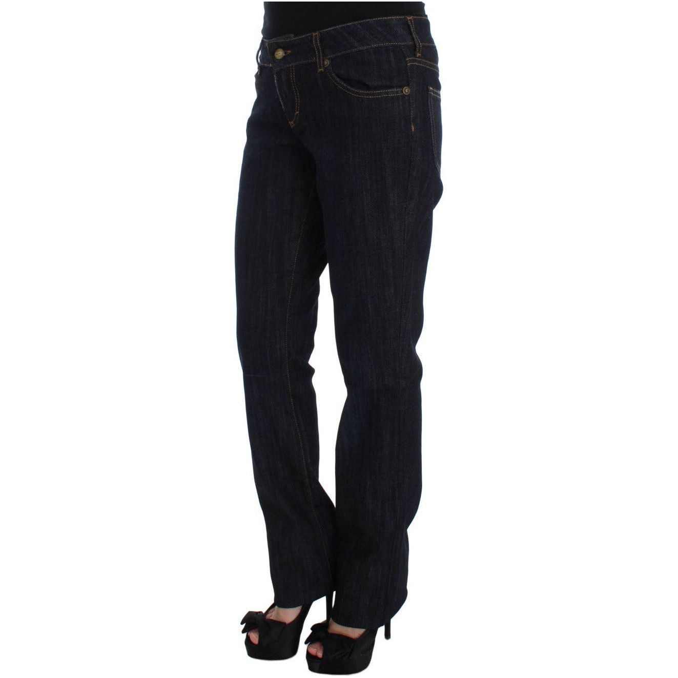 Cavalli Chic Blue Straight Fit Designer Jeans blue-cotton-straight-fit-stretch-jeans 318227-blue-cotton-straight-fit-stretch-jeans-1.jpg