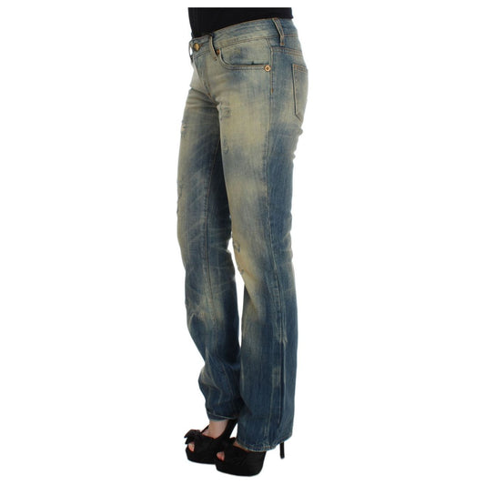 Cavalli Elegant Slim Bootcut Blue Jeans blue-wash-cotton-slim-fit-bootcut-jeans 318300-blue-wash-cotton-slim-fit-bootcut-jeans-1.jpg