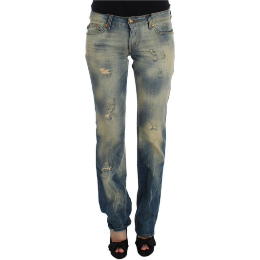 Cavalli Elegant Slim Bootcut Blue Jeans blue-wash-cotton-slim-fit-bootcut-jeans