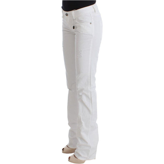 Costume National Chic Slim Fit White Cotton Jeans white-cotton-slim-fit-denim-bootcut-jeans