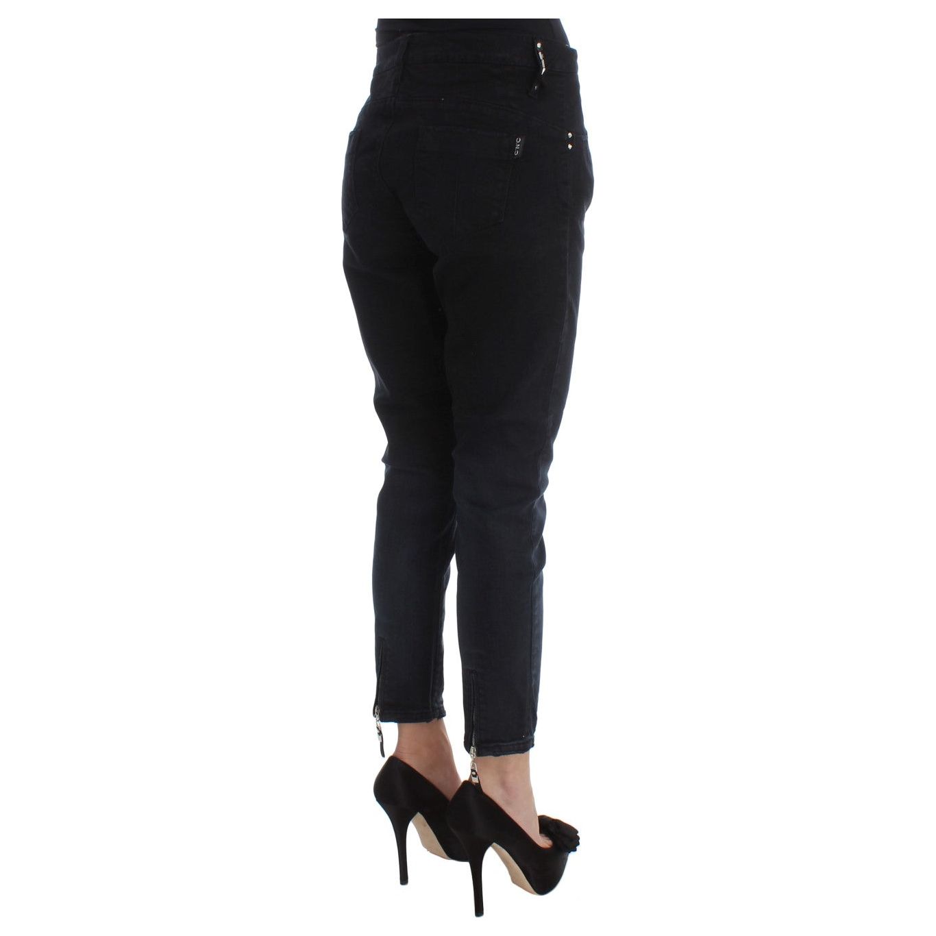 Costume National Sleek Slim Fit Black Denim Jeans black-cotton-slim-fit-cropped-jeans Jeans & Pants 318519-black-cotton-slim-fit-cropped-jeans-3.jpg