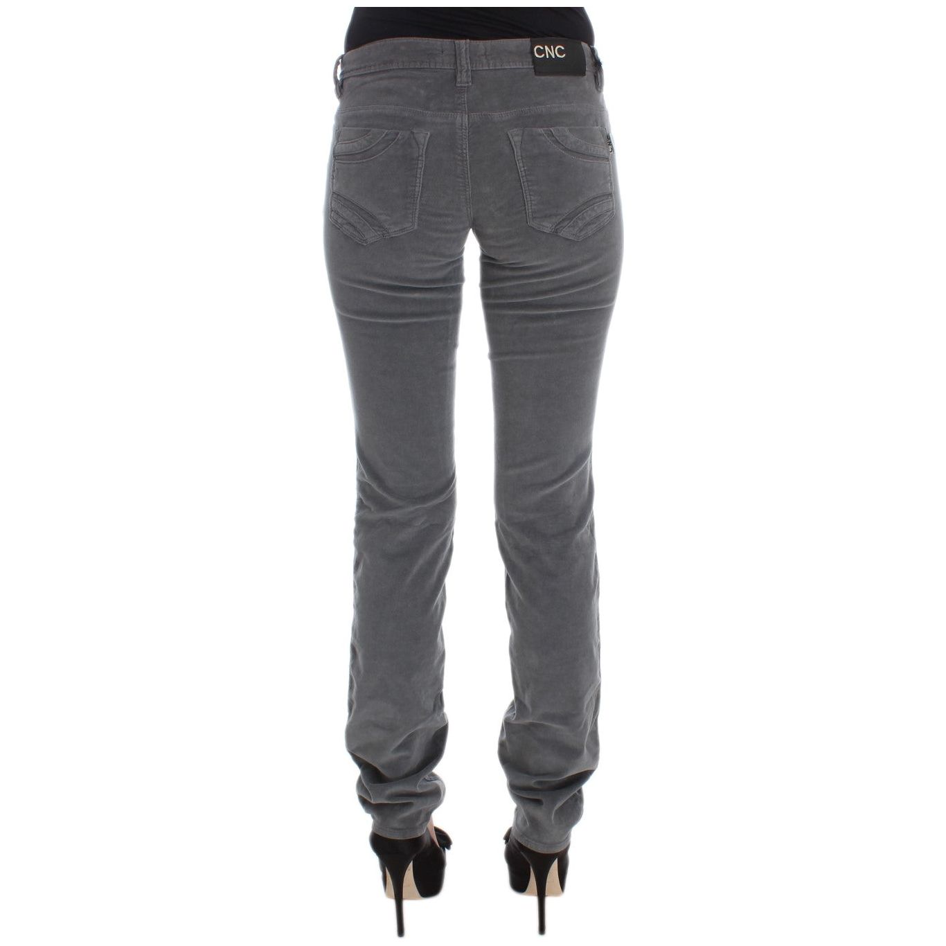 Costume National Sleek Super Slim Gray Jeans gray-cotton-super-slim-corduroys-jeans