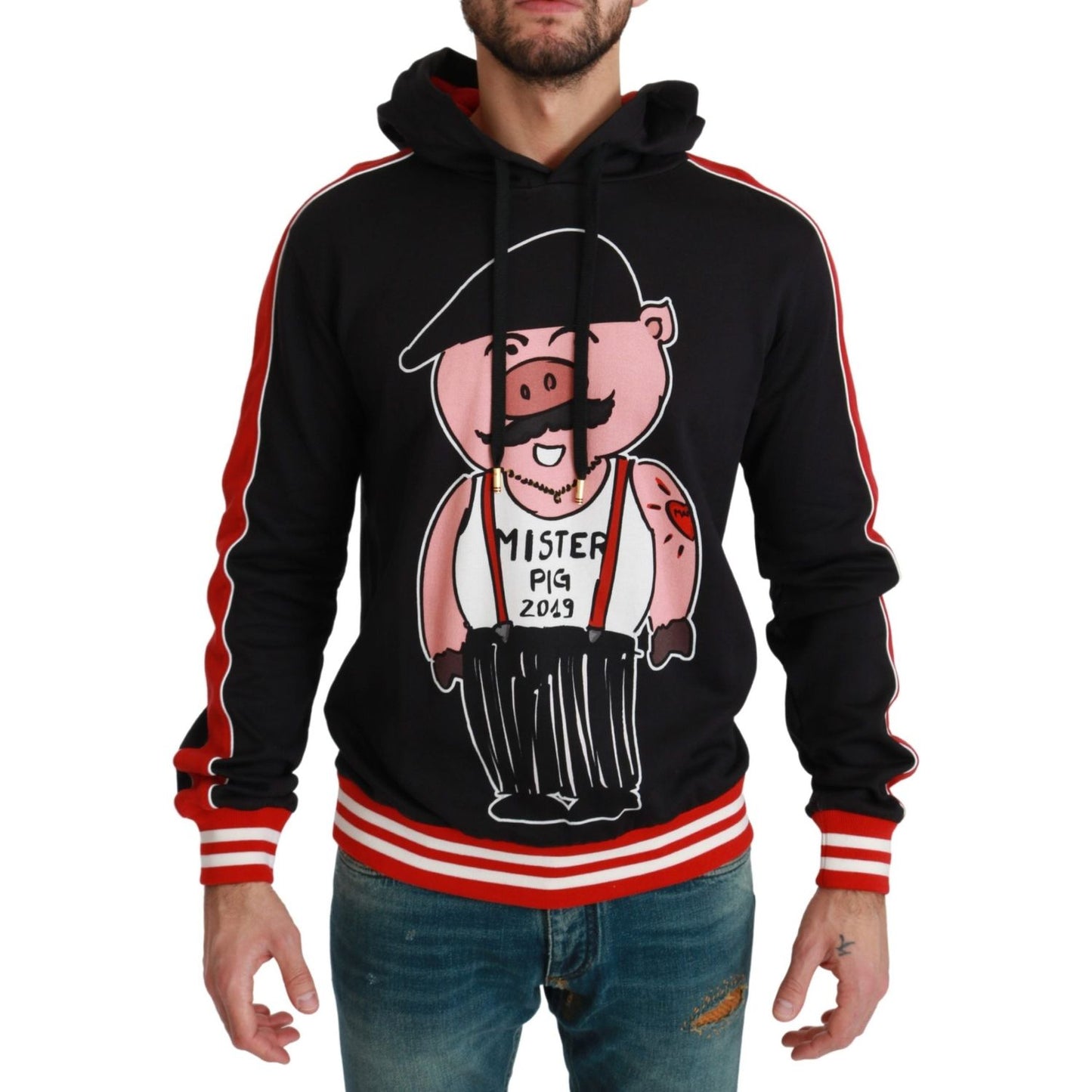 Dolce & Gabbana Elegant Black Hooded Sweater with Multicolor Motif black-pig-of-the-year-hooded-sweater 32-scaled-142739df-b4c.jpg