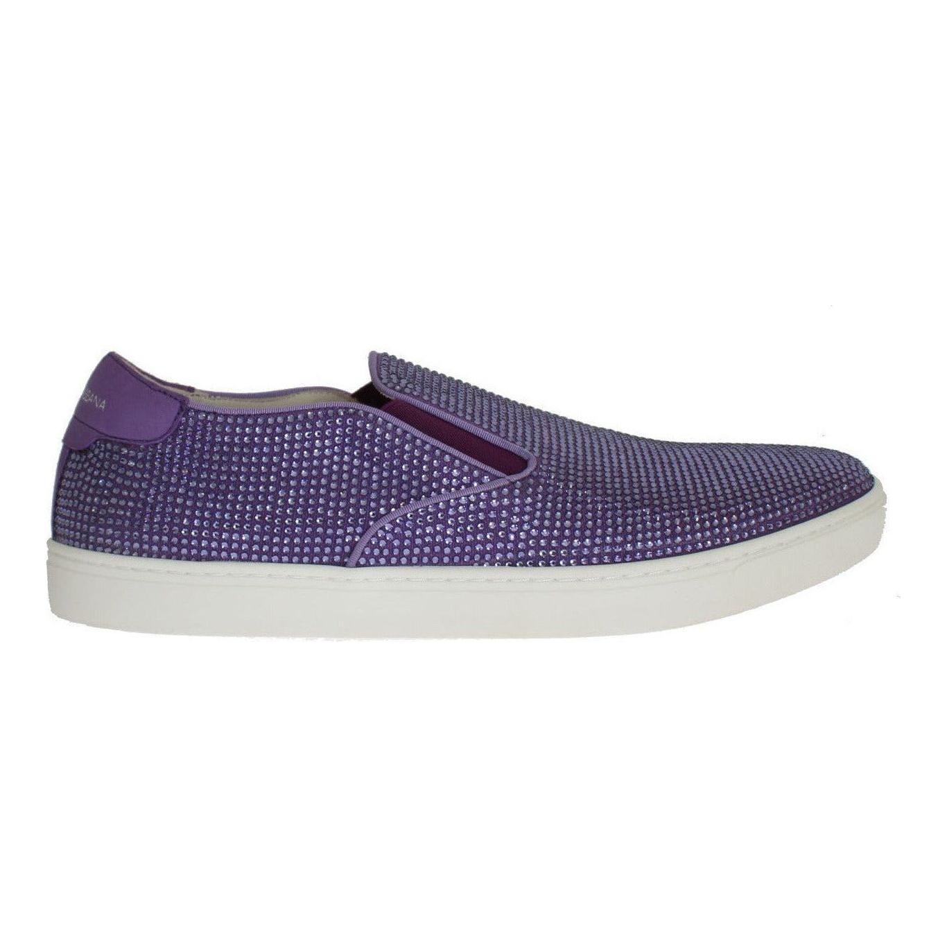 Dolce & Gabbana Elegant Purple Strass Fashion Sneakers purple-strass-canvas-logo-sneakers MAN SNEAKERS 321302-purple-strass-canvas-logo-sneakers.jpg
