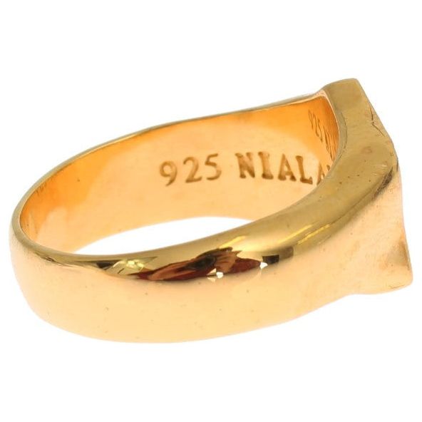 Nialaya Elegant Men's Gold Plated Silver Ring Ring gold-plated-925-sterling-silver-ring