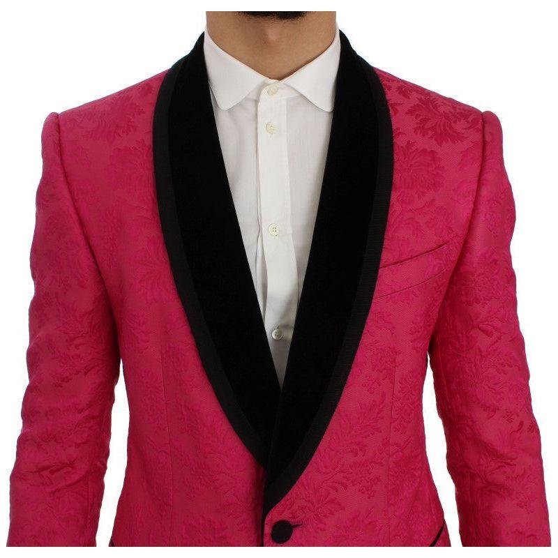 Dolce & Gabbana Floral Brocade Single-Breasted Blazer pink-floral-brocade-slim-blazer-jacket