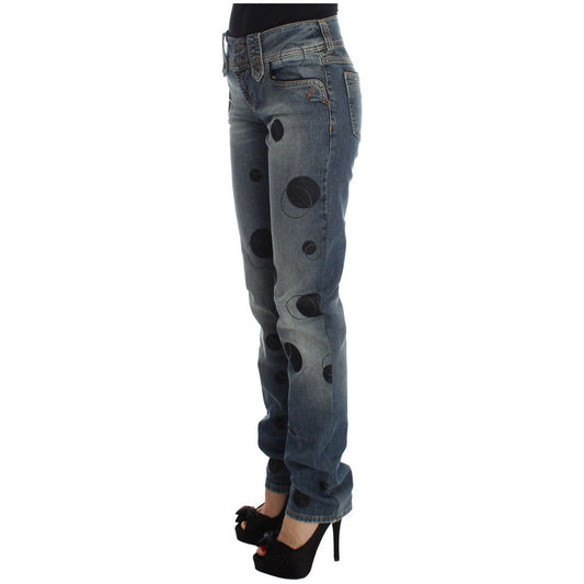 John Galliano Chic Slim Fit Bootcut Jeans in Blue Wash blue-wash-cotton-blend-slim-fit-bootcut-jeans-2