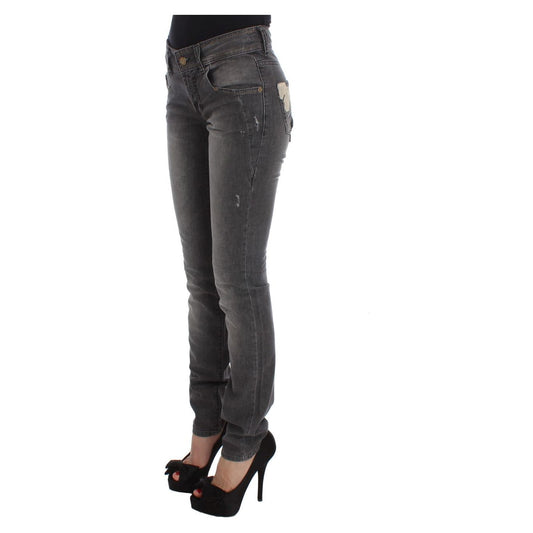 John Galliano Elegant Slim Fit Gray Wash Jeans gray-wash-cotton-blend-slim-fit-stretch-jeans