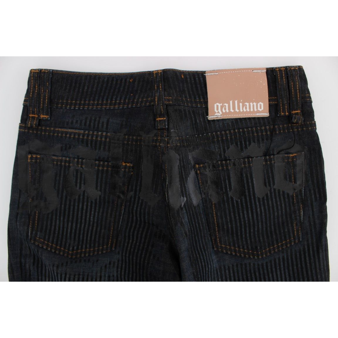 John Galliano Chic Slim Fit Bootcut Designer Jeans blue-wash-cotton-blend-slim-fit-bootcut-jeans-3