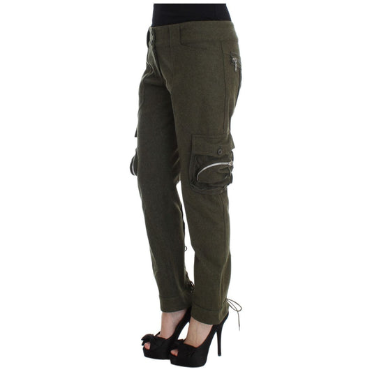Ermanno Scervino Chic Green Cargo Pants for Effortless Style green-wool-blend-loose-fit-cargo-pants 330352-green-wool-blend-loose-fit-cargo-pants-1.jpg