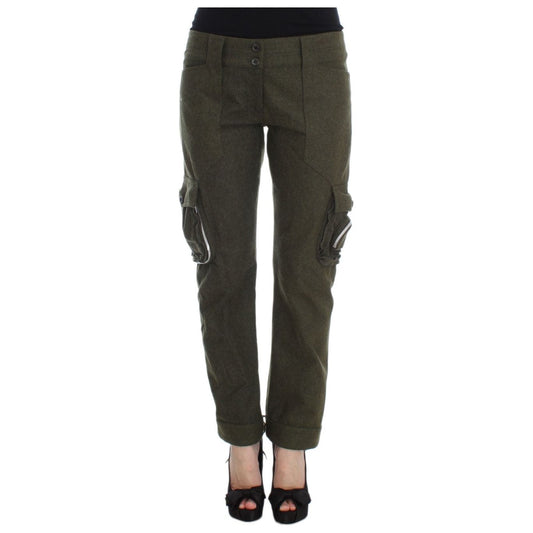 Ermanno Scervino Chic Green Cargo Pants for Effortless Style green-wool-blend-loose-fit-cargo-pants 330352-green-wool-blend-loose-fit-cargo-pants.jpg