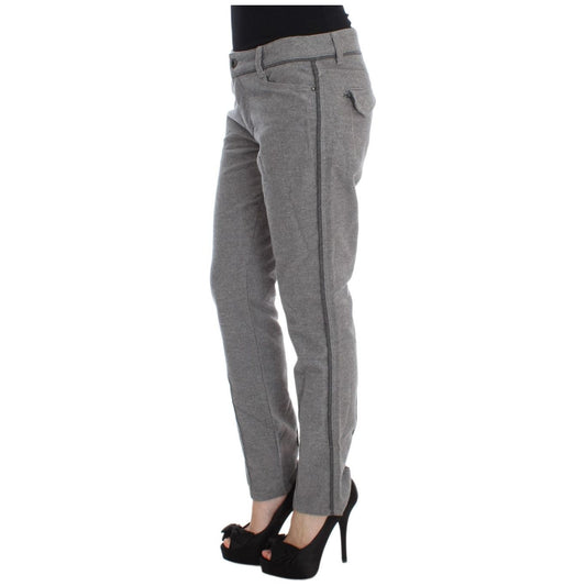 Ermanno Scervino Chic Gray Casual Cotton Pants gray-cotton-straight-fit-casual-pants
