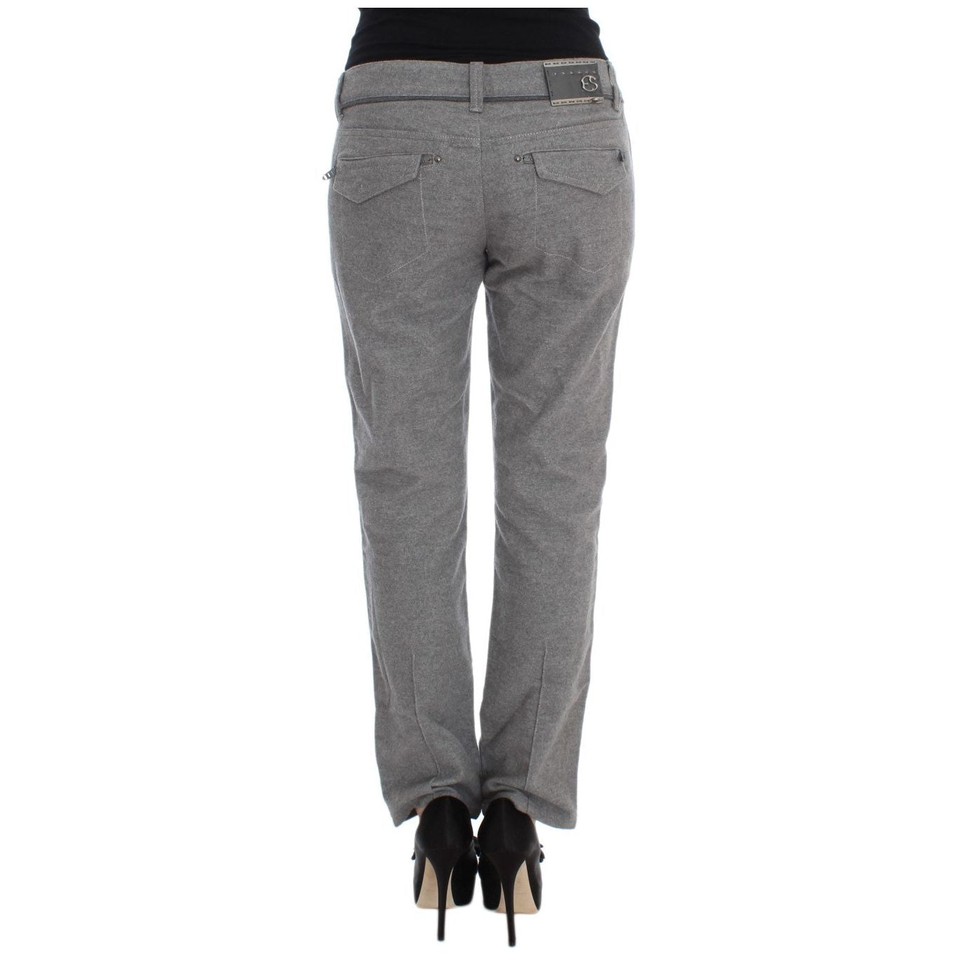 Ermanno Scervino Chic Gray Casual Cotton Pants gray-cotton-straight-fit-casual-pants 330370-gray-cotton-straight-fit-casual-pants-2.jpg